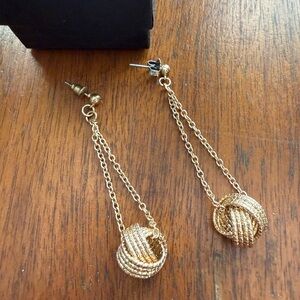Gold Knot Drop Chain Earrings - Women Jewelry